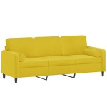 vidaXL Canapea cu 3 locuri cu pernuțe, galben, 180 cm, catifea vidaXL Canapea cu 3 locuri cu pernuțe, galben, 180 cm, catifea