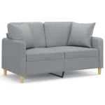 vidaXL Canapea cu 2 locuri cu pernuțe, gri deschis, 120 cm, textil vidaXL Canapea cu 2 locuri cu pernuțe, gri deschis, 120 cm, textil