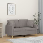vidaXL Canapea cu 2 locuri cu pernuțe, gri deschis, 120 cm, textil vidaXL Canapea cu 2 locuri cu pernuțe, gri deschis, 120 cm, textil