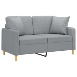 vidaXL Canapea cu 2 locuri cu pernuțe, gri deschis, 120 cm, textil vidaXL Canapea cu 2 locuri cu pernuțe, gri deschis, 120 cm, textil