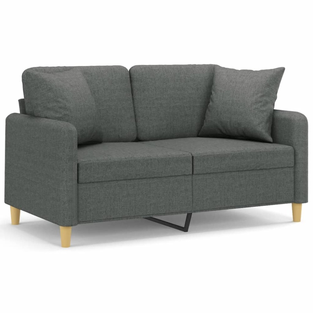 vidaXL Canapea cu 2 locuri cu pernuțe, gri închis, 120 cm, textil