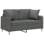 vidaXL Canapea cu 2 locuri cu pernuțe, gri închis, 120 cm, textil