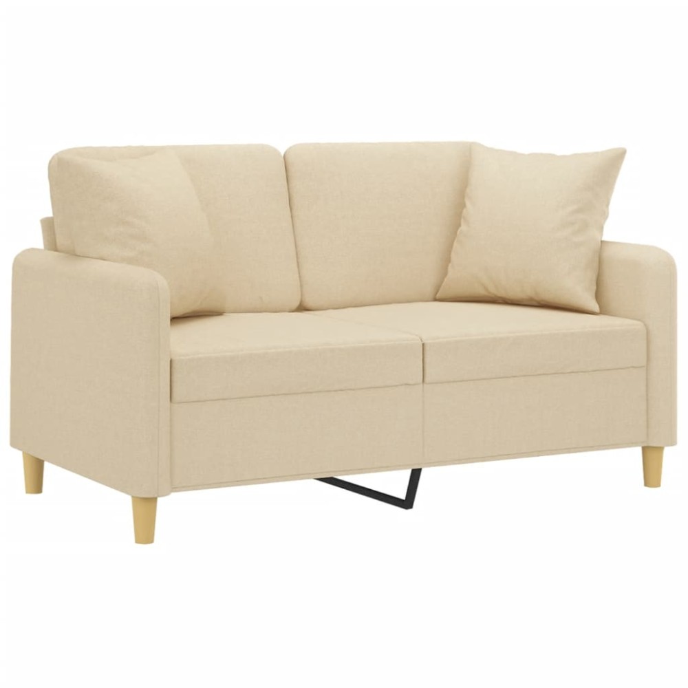 vidaXL Canapea cu 2 locuri cu pernuțe, crem, 120 cm, textil