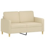 vidaXL Canapea cu 2 locuri cu pernuțe, crem, 120 cm, textil vidaXL Canapea cu 2 locuri cu pernuțe, crem, 120 cm, textil