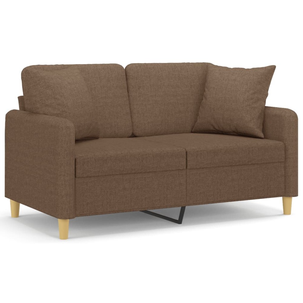 vidaXL Canapea cu 2 locuri cu pernuțe, maro, 120 cm, textil