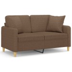 vidaXL Canapea cu 2 locuri cu pernuțe, maro, 120 cm, textil