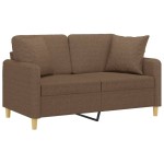 vidaXL Canapea cu 2 locuri cu pernuțe, maro, 120 cm, textil
