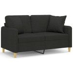 vidaXL Canapea cu 2 locuri cu pernuțe, negru, 120 cm, textil