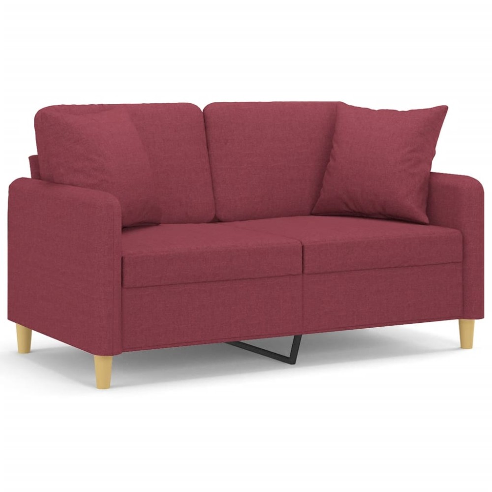 vidaXL Canapea cu 2 locuri cu pernuțe, roșu vin, 120 cm, textil
