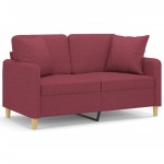 vidaXL Canapea cu 2 locuri cu pernuțe, roșu vin, 120 cm, textil vidaXL Canapea cu 2 locuri cu pernuțe, roșu vin, 120 cm, textil