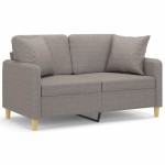 vidaXL Canapea cu 2 locuri cu pernuțe, gri taupe, 120 cm, textil vidaXL Canapea cu 2 locuri cu pernuțe, gri taupe, 120 cm, textil