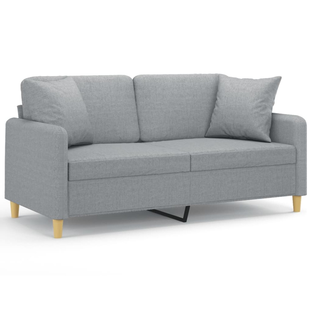 vidaXL Canapea cu 2 locuri cu pernuțe, gri deschis, 140 cm, textil