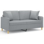 vidaXL Canapea cu 2 locuri cu pernuțe, gri deschis, 140 cm, textil vidaXL Canapea cu 2 locuri cu pernuțe, gri deschis, 140 cm, textil