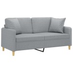 vidaXL Canapea cu 2 locuri cu pernuțe, gri deschis, 140 cm, textil vidaXL Canapea cu 2 locuri cu pernuțe, gri deschis, 140 cm, textil