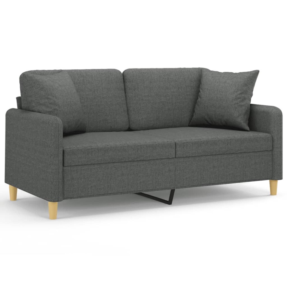 vidaXL Canapea cu 2 locuri cu pernuțe, gri închis, 140 cm, textil