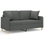 vidaXL Canapea cu 2 locuri cu pernuțe, gri închis, 140 cm, textil vidaXL Canapea cu 2 locuri cu pernuțe, gri închis, 140 cm, textil