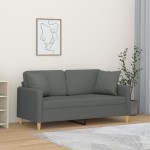 vidaXL Canapea cu 2 locuri cu pernuțe, gri închis, 140 cm, textil vidaXL Canapea cu 2 locuri cu pernuțe, gri închis, 140 cm, textil