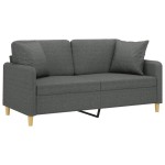 vidaXL Canapea cu 2 locuri cu pernuțe, gri închis, 140 cm, textil vidaXL Canapea cu 2 locuri cu pernuțe, gri închis, 140 cm, textil
