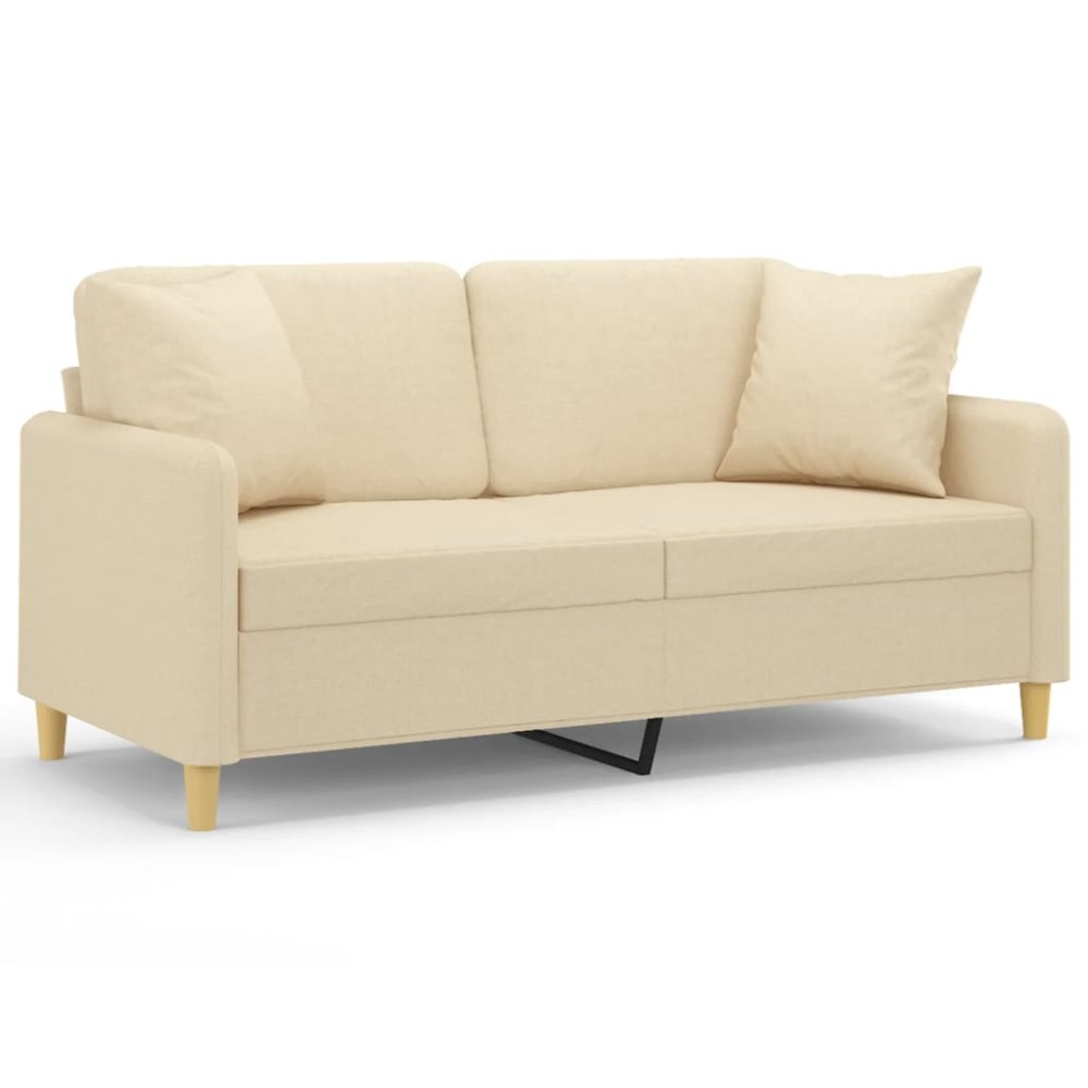 vidaXL Canapea cu 2 locuri cu pernuțe, crem, 140 cm, textil
