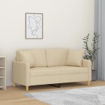 vidaXL Canapea cu 2 locuri cu pernuțe, crem, 140 cm, textil vidaXL Canapea cu 2 locuri cu pernuțe, crem, 140 cm, textil