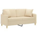 vidaXL Canapea cu 2 locuri cu pernuțe, crem, 140 cm, textil vidaXL Canapea cu 2 locuri cu pernuțe, crem, 140 cm, textil