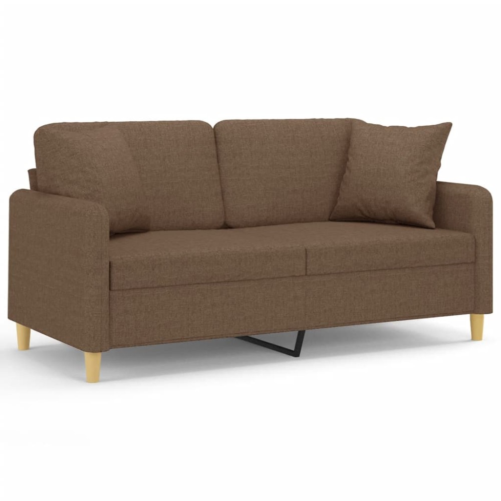 vidaXL Canapea cu 2 locuri cu pernuțe, maro, 140 cm, textil
