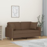 vidaXL Canapea cu 2 locuri cu pernuțe, maro, 140 cm, textil vidaXL Canapea cu 2 locuri cu pernuțe, maro, 140 cm, textil