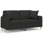 vidaXL Canapea cu 2 locuri cu pernuțe, negru, 140 cm, textil