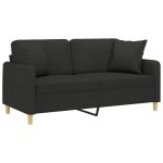 vidaXL Canapea cu 2 locuri cu pernuțe, negru, 140 cm, textil