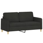 vidaXL Canapea cu 2 locuri cu pernuțe, negru, 140 cm, textil