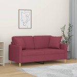 vidaXL Canapea cu 2 locuri cu pernuțe, roșu vin, 140 cm, textil