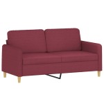 vidaXL Canapea cu 2 locuri cu pernuțe, roșu vin, 140 cm, textil