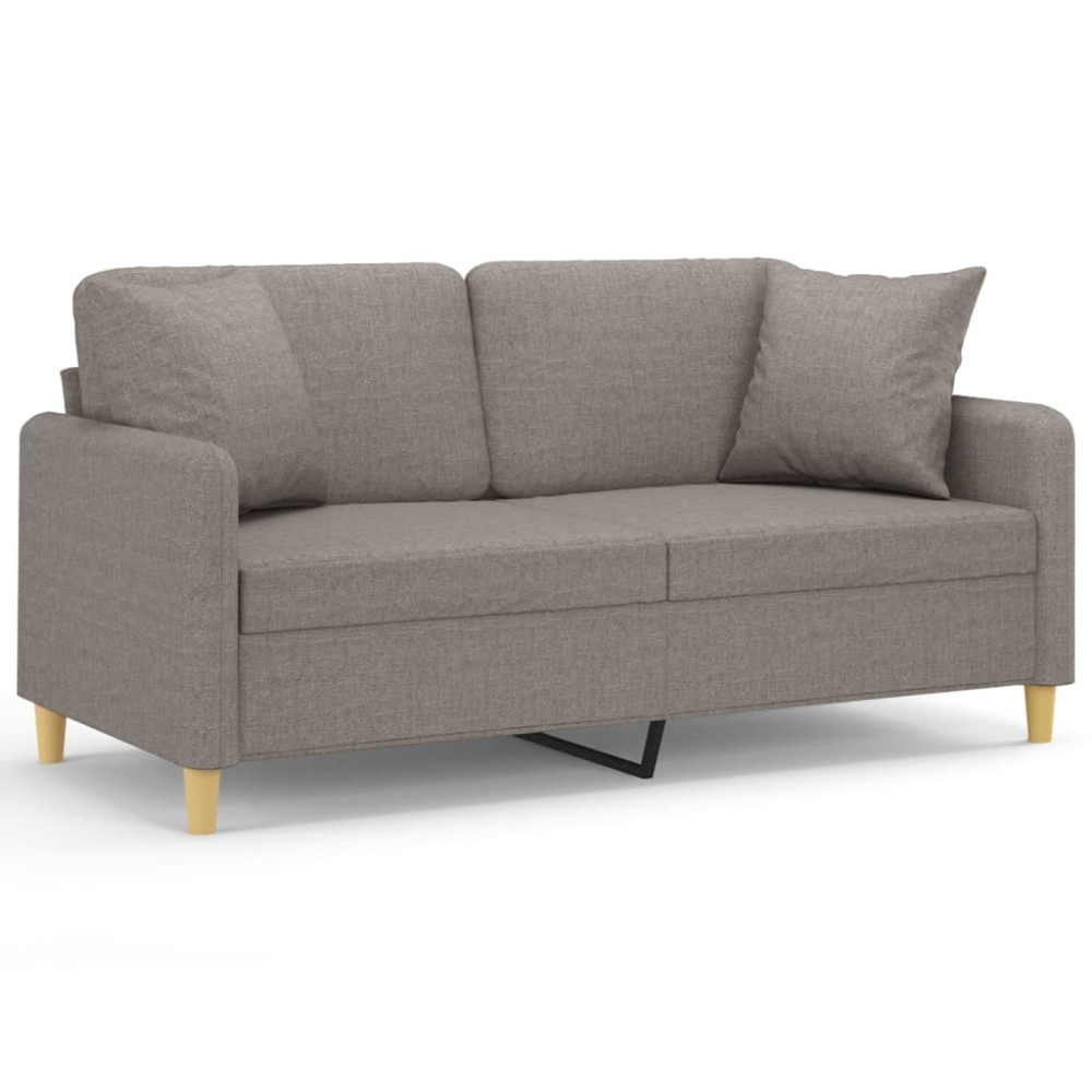 vidaXL Canapea cu 2 locuri cu pernuțe, gri taupe, 140 cm, textil