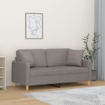 vidaXL Canapea cu 2 locuri cu pernuțe, gri taupe, 140 cm, textil vidaXL Canapea cu 2 locuri cu pernuțe, gri taupe, 140 cm, textil