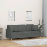 vidaXL Canapea cu 3 locuri cu pernuțe, gri închis, 180 cm, textil