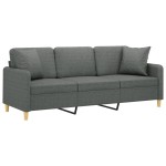 vidaXL Canapea cu 3 locuri cu pernuțe, gri închis, 180 cm, textil