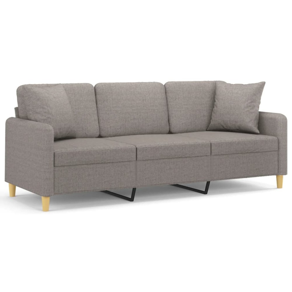 vidaXL Canapea cu 3 locuri cu pernuțe, gri taupe, 180 cm, textil