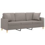 vidaXL Canapea cu 3 locuri cu pernuțe, gri taupe, 180 cm, textil