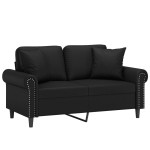 vidaXL Canapea cu 2 locuri cu pernuțe, negru, 120 cm, piele ecologică vidaXL Canapea cu 2 locuri cu pernuțe, negru, 120 cm, piele ecologică