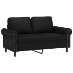 vidaXL Canapea cu 2 locuri cu pernuțe, negru, 120 cm, piele ecologică vidaXL Canapea cu 2 locuri cu pernuțe, negru, 120 cm, piele ecologică