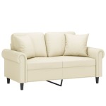 vidaXL Canapea cu 2 locuri cu pernuțe, crem, 120 cm, piele ecologică vidaXL Canapea cu 2 locuri cu pernuțe, crem, 120 cm, piele ecologică