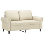 vidaXL Canapea cu 2 locuri cu pernuțe, crem, 120 cm, piele ecologică vidaXL Canapea cu 2 locuri cu pernuțe, crem, 120 cm, piele ecologică