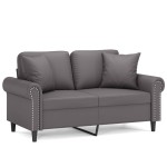 vidaXL Canapea cu 2 locuri cu pernuțe, gri, 120 cm, piele ecologică vidaXL Canapea cu 2 locuri cu pernuțe, gri, 120 cm, piele ecologică