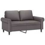 vidaXL Canapea cu 2 locuri cu pernuțe, gri, 120 cm, piele ecologică vidaXL Canapea cu 2 locuri cu pernuțe, gri, 120 cm, piele ecologică