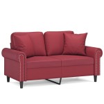 vidaXL Canapea cu 2 locuri cu pernuțe, roșu vin 120 cm piele ecologică vidaXL Canapea cu 2 locuri cu pernuțe, roșu vin 120 cm piele ecologică