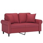 vidaXL Canapea cu 2 locuri cu pernuțe, roșu vin 120 cm piele ecologică vidaXL Canapea cu 2 locuri cu pernuțe, roșu vin 120 cm piele ecologică