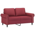 vidaXL Canapea cu 2 locuri cu pernuțe, roșu vin 120 cm piele ecologică vidaXL Canapea cu 2 locuri cu pernuțe, roșu vin 120 cm piele ecologică