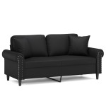 vidaXL Canapea cu 2 locuri cu pernuțe, negru, 140 cm, piele ecologică vidaXL Canapea cu 2 locuri cu pernuțe, negru, 140 cm, piele ecologică