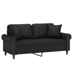 vidaXL Canapea cu 2 locuri cu pernuțe, negru, 140 cm, piele ecologică vidaXL Canapea cu 2 locuri cu pernuțe, negru, 140 cm, piele ecologică