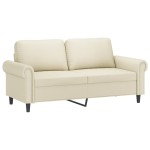 vidaXL Canapea cu 2 locuri cu pernuțe, crem, 140 cm, piele ecologică